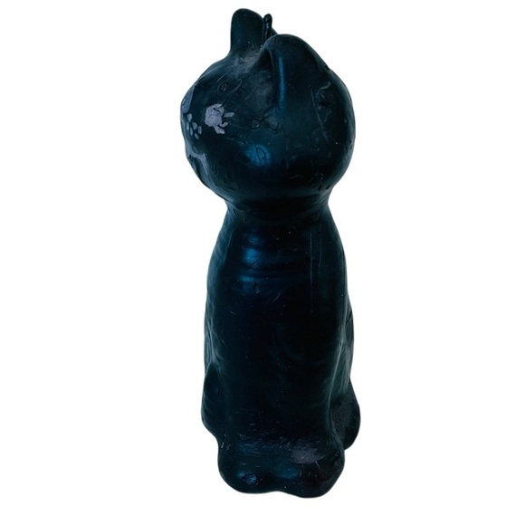 VINTAGE 1990’S HALLOWEEN BLACK CAT HAND PAINTED FOLK ART CANDLE NEW - Picture 4 of 6